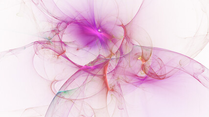 Abstract colorful purple and gold glowing shapes. Fantasy light background. Digital fractal art. 3d rendering.