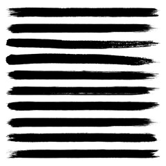 Set of 10 black  strokes. Grunge borders. Vector illustration.