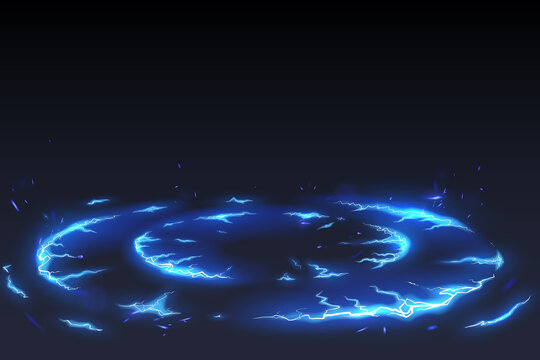 Abstract Blue Lightning Circle Background