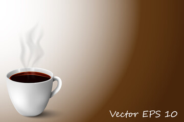 Vector, abstract illustration with a mug of coffee.