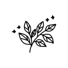 Hand drawn monochrome flower plant, leaf, and foliage element for wedding invitation, floral logo, symbol, greeting cards, decor, botanical icon, or banner. Summer, spring, and autumn botany element