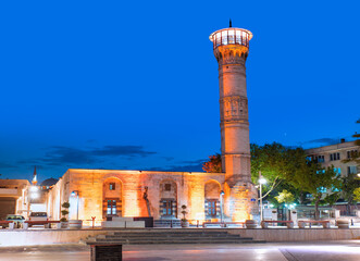 Fototapeta na wymiar Eyupoglu mosque at twilight blue hour - Gaziantep, Turkey