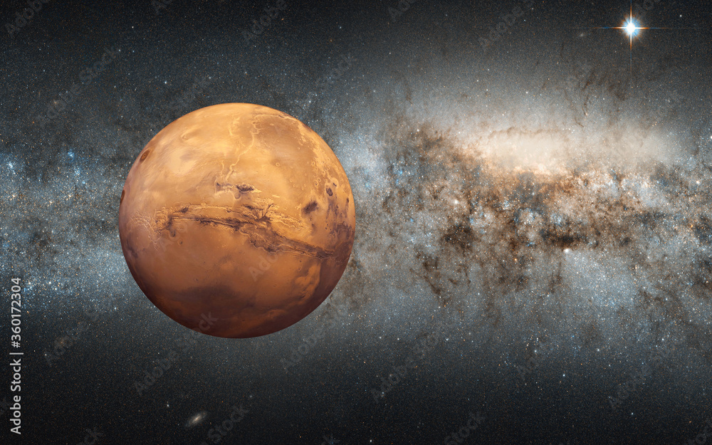 Poster Planet of Mars with Milkyway galaxy - 