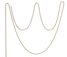 Fragment of a metal chain for jewelry on a white background. Isolated