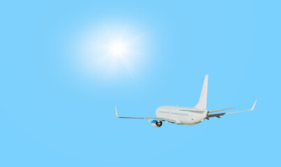 Passenger airplane in the blue sky -Travel by air transport 