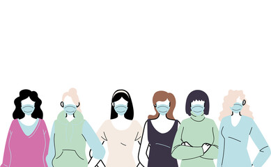 Fototapeta premium young women wearing face mask to prevent virus