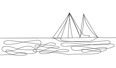 continuous line drawing of sailboat