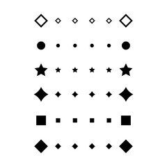 Ruler scale icons set from geometric shapes. Symbol measuring scale from different geometric shapes. Metric abstract, rulers imperial scale with different geometric shapes.