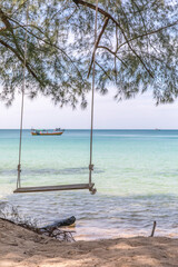 Swing on the beach, Sunset beach, Koh Rong Samloem island, Sihanoukville, Cambodia.