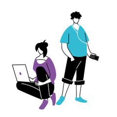 young couple using an electronic device