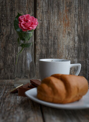 morning Breakfast is a delicious and fresh croissant and a Cup of coffee