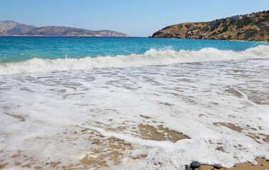 beach waves at Kato Koufonisi island Greece 