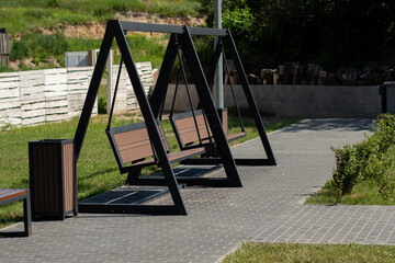 new swing bench in the park