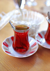 traditional turkish tea on the table