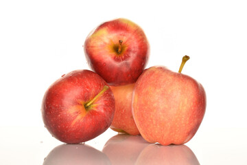 Red ripe apples, close-up, on a white background.
