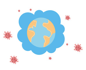planet earth in pandemic on white background