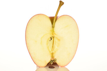 Red ripe apples, close-up, on a white background.