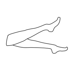 Elegant drawings of women's legs isolated on a white background.Hand-drawn Doodle illustration of legs and feet. Design concept. Vector parts of the body. Contour tape for women's legs.