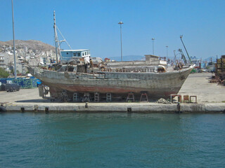 Fototapeta premium Old Fishing ship, Perama, Athens, Greece