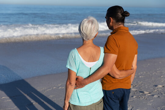 Senior Caucasian couple enjoying time at the beach