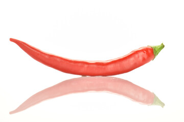Red chili peppers, close-up, on a white background.