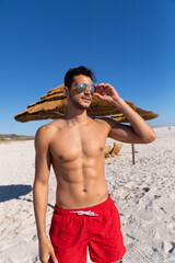 Caucasian man enjoying time at the beach