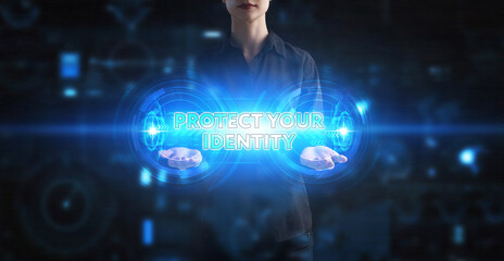 Business, Technology, Internet and network concept. Young businessman working on a virtual screen...