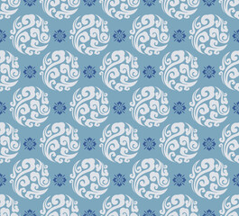 Retro vintage Chinese traditional pattern seamless background spiral curve cross round cloud and flower