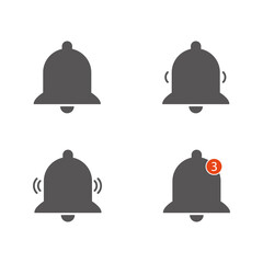 Bell notification icon for incoming messages. Vector illustration on a white background. Set