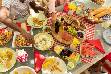 Family eating together at table