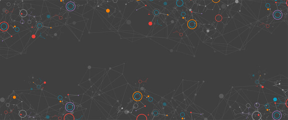 Obraz premium Geometric abstract background with connected line and dots. Futuristic digital background for science and technology.