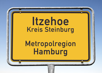 Ortswerbeschild Itzehoe, Kreis Steinburg, Metropolregion Hamburg, (Symbolbild)