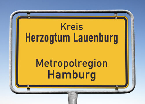 Ortswerbeschild Kreis Herzogtum Lauenburg, Metropolregion Hamburg, (Symbolbild)