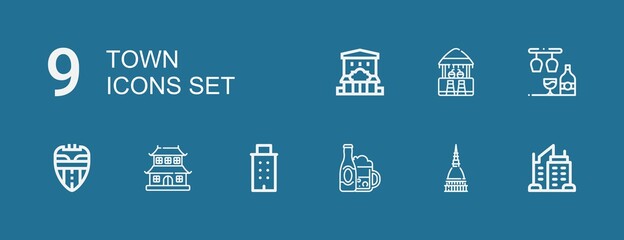 Editable 9 town icons for web and mobile