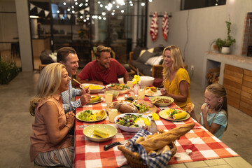 Multi-generation Caucasian family during a dinner 