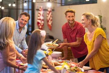 Multi-generation Caucasian family enjoying their time at home together