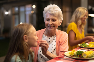 Multi-generation Caucasian family during a dinner 