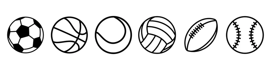 Zelfklevend Fotobehang Sport balls set. Ball icons. Balls for Football, Soccer, Basketball, Tennis, Baseball, Volleyball. Vector illustration © warmworld