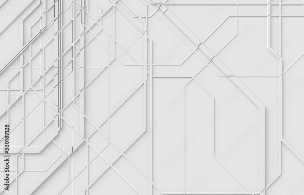 Aufkleber Futuristic Abstract Background with Architecture Construction texture. 3d white tech background.