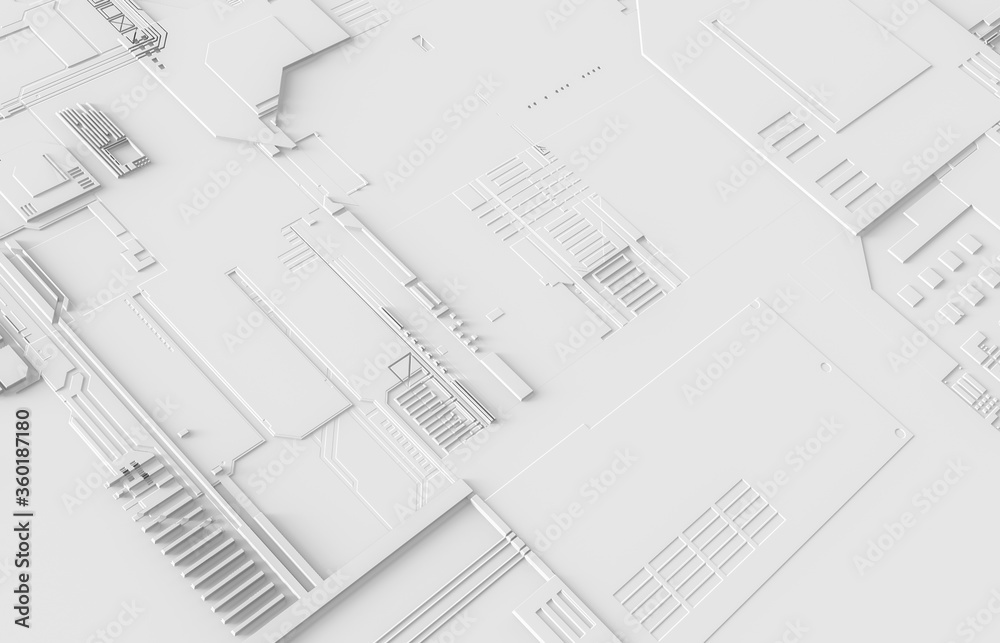 Poster Futuristic Abstract Background with technology circuit board texture. 3d white tech background.