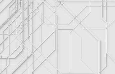 Futuristic Abstract Background with Architecture Construction texture. 3d white tech background.