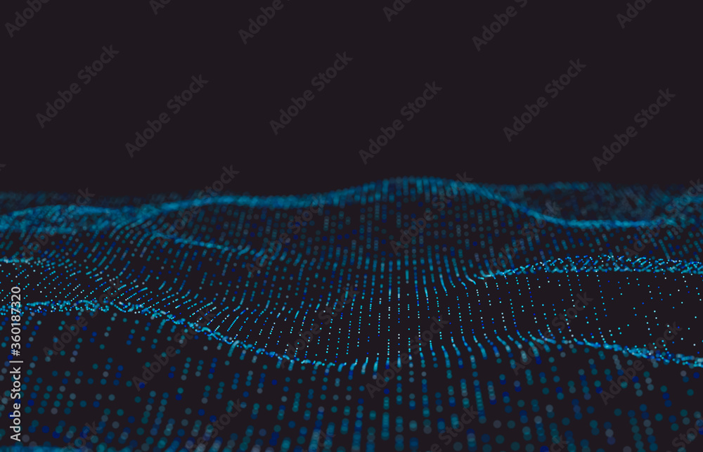 Poster Futuristic Abstract digital technology background. Big data visualization. Network connection structure. 3d render.