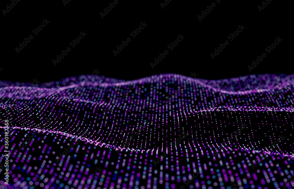 Poster Futuristic Abstract digital technology background. Big data visualization. Network connection structure. 3d render.