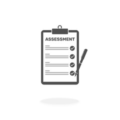 Assessment Checklist on Clipboard Pass - Icon Vector Illustration Sign Symbol