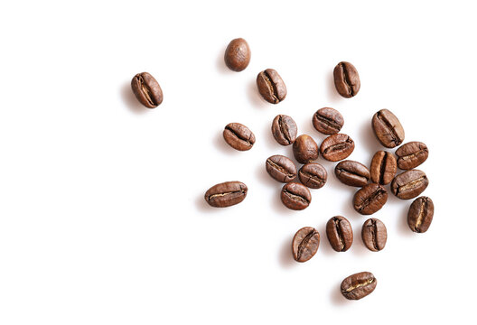 Group of coffee beans isolated on white background © LumenSt