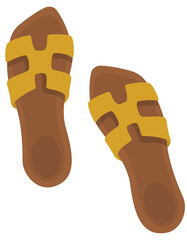 Women's sandals isolated on white background. Summer shoes in cartoon style.