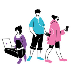 young people using an electronic device