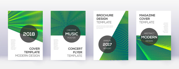 Modern brochure design template set. Green abstrac