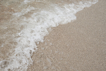  Background. The texture of light sand and sea foam. Beach. Copy space for text.