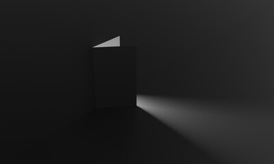 3d render of light in empty room through the opened door